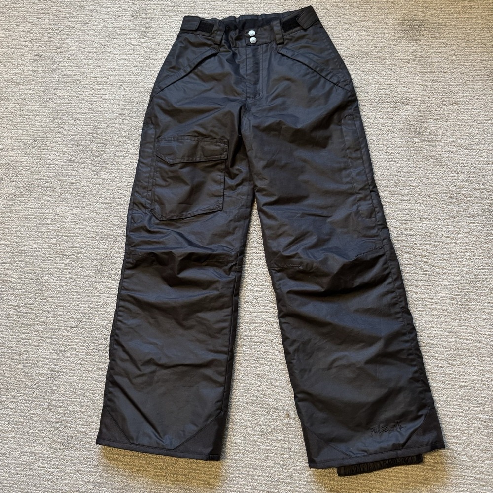 PULSE Youth Winter Snowboarding Ski Pants Size Youth (L)16/18 Black Cargo Pocket
